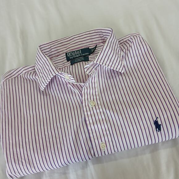 Polo by Ralph Lauren STANTON custom Fit 100% cotton LS dress shirt XL stripe - Picture 14 of 14